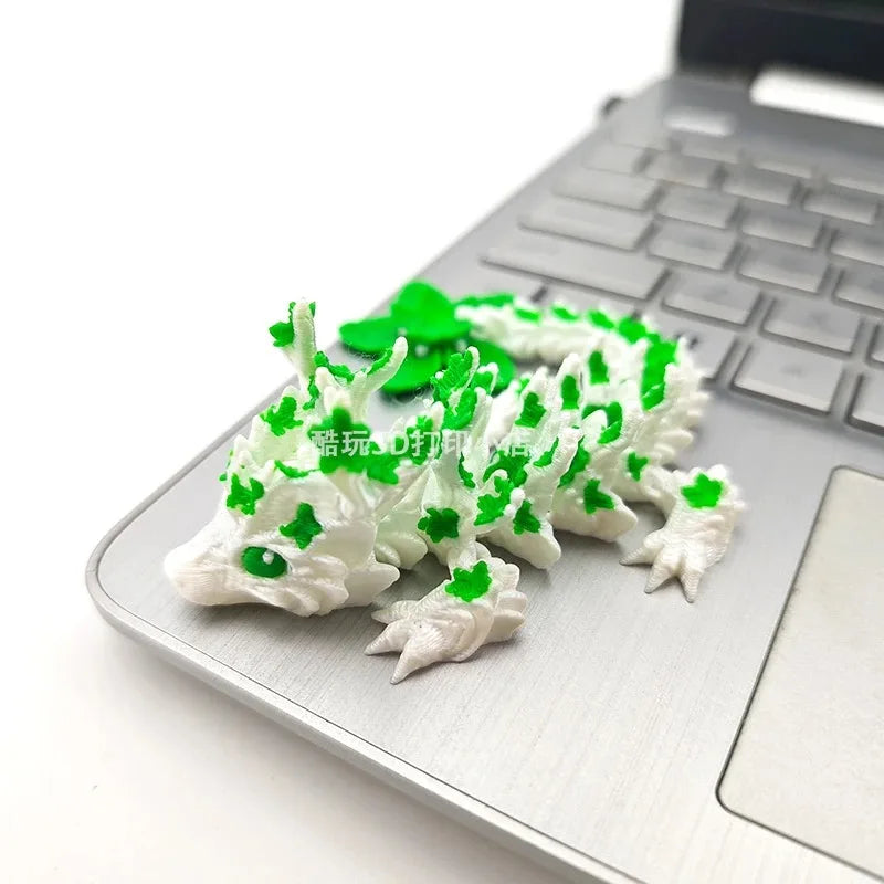 3D Printed Love Cherry Blossom Dragon Ornament Joint Mobility Simulated Dragon Model Landscape Craft Home Desktop Decorations Elk-Valley 3D