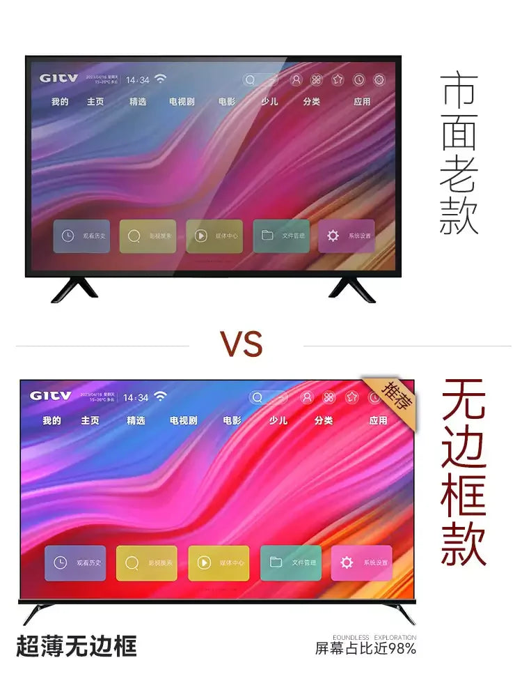 Frameless Full Screen 50-100Inch TV 120 Network Wifi75 Far-Field Voice 85 HD 4K LCD Display Elk-Valley 3D