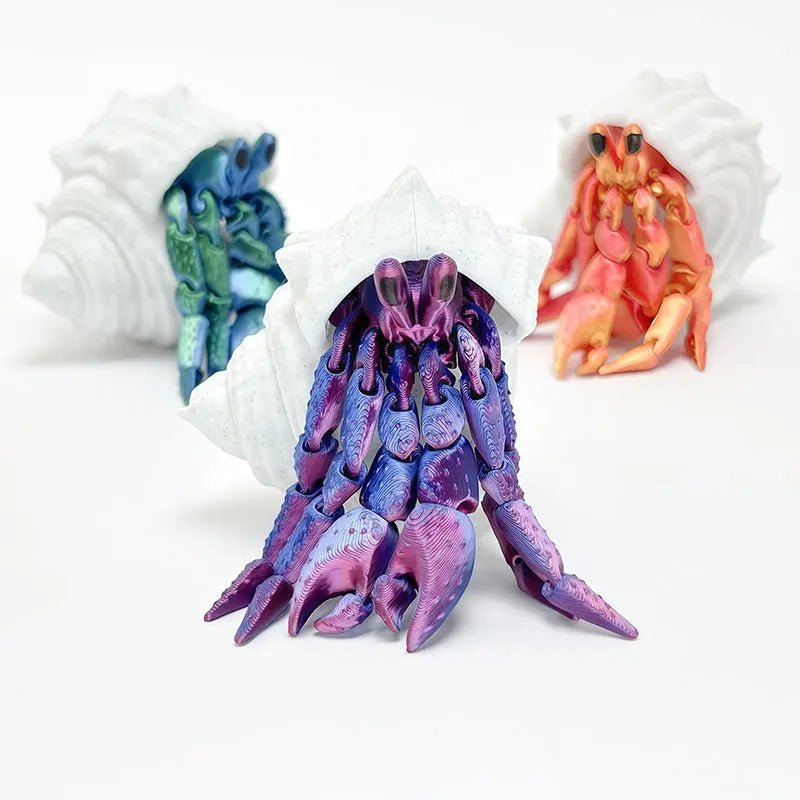 Articulated Hermit Crab 3D Printed Model Movable Joints Cool Desktop Creative Ornament Fun Home Room Decoration Crafts Artwork Elk-Valley 3D