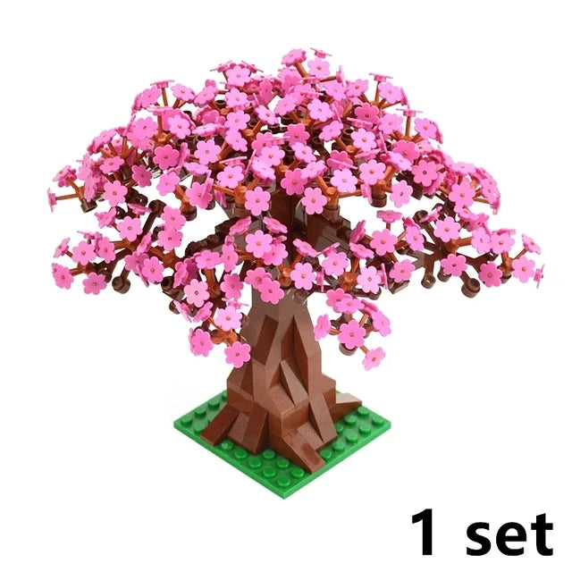DIY Plant Tree City Bricks Assemble MOC Pine Christmas Tree Model Building Blocks Educational Sunflower Brick For Children Gifts Elk-Valley 3D