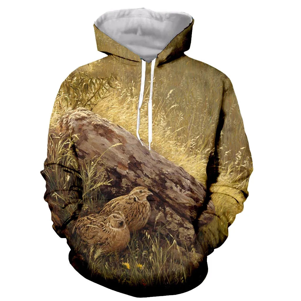 2022 Spring and Autumn 3D Printing Men's Women's Hoodie Hunting Suit Partridge Long Sleeve Fashion XL Pullover Camouflage Elk-Valley 3D