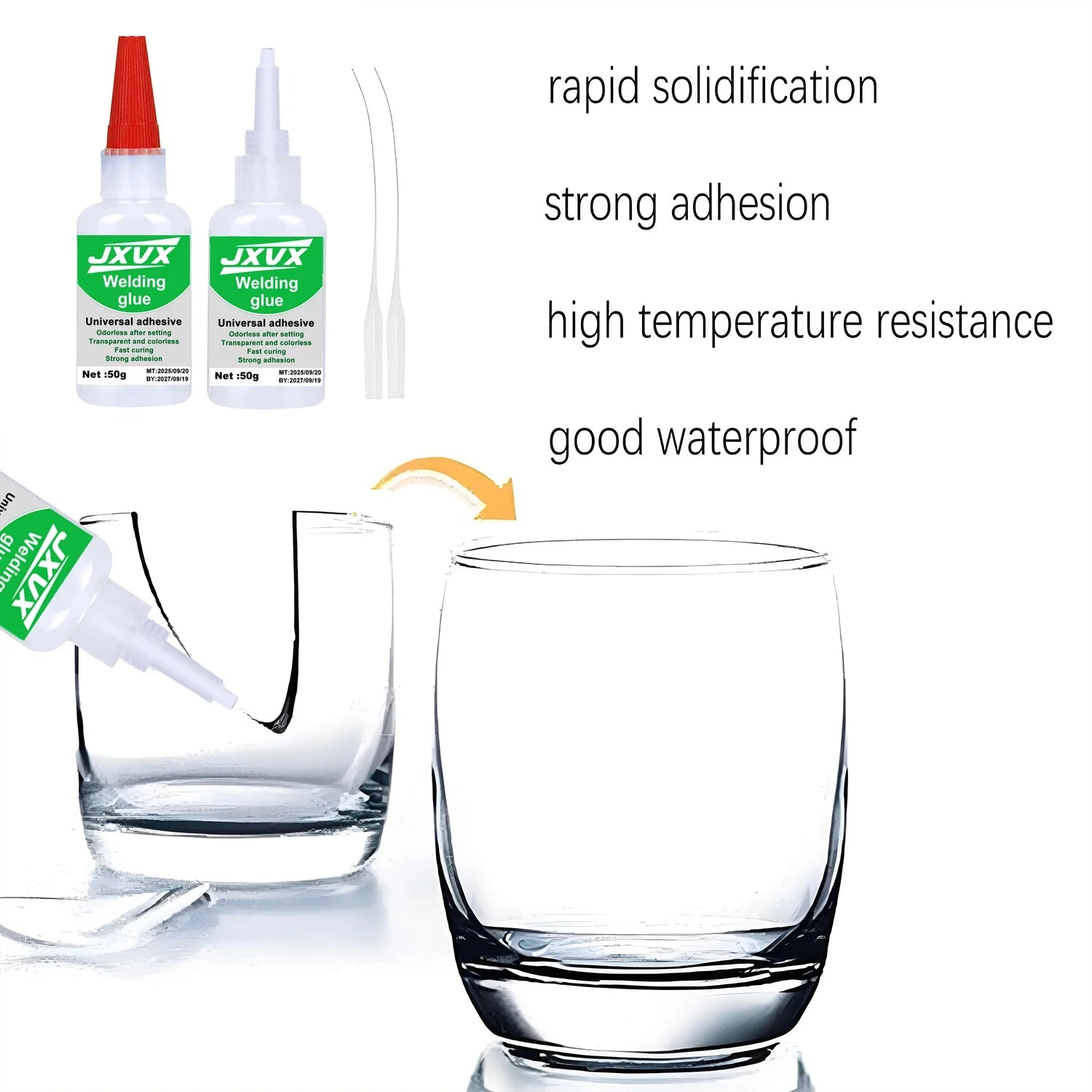 JXVX 50g Welding High Strength Oily Glue - Universal Superglue Mighty Instant Glue for Resin Ceramic Metal Glass Elk-Valley 3D