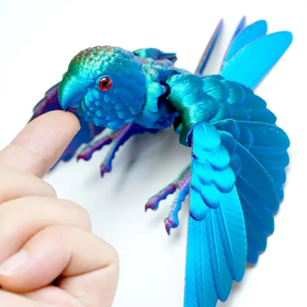 Simulated Eye 3D Printed Parrot Model Flexible Animal Sparkling 3D Printed Parrot Animal Poseable Joints Laser Elk-Valley 3D
