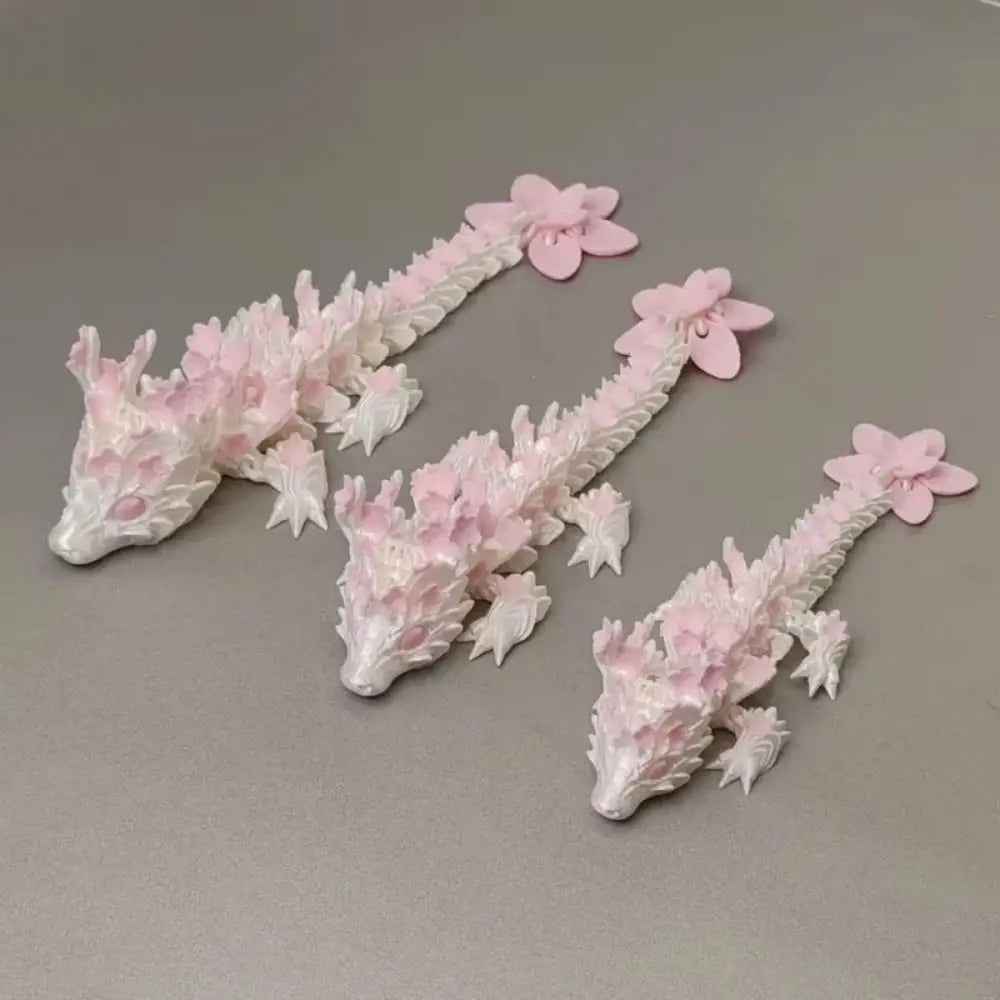 Simulated Eye 3D Printed Dragon Laser Sakura Dragon 3D Printed Diceratops Dragon Rotatable Poseable Joints Elk-Valley 3D