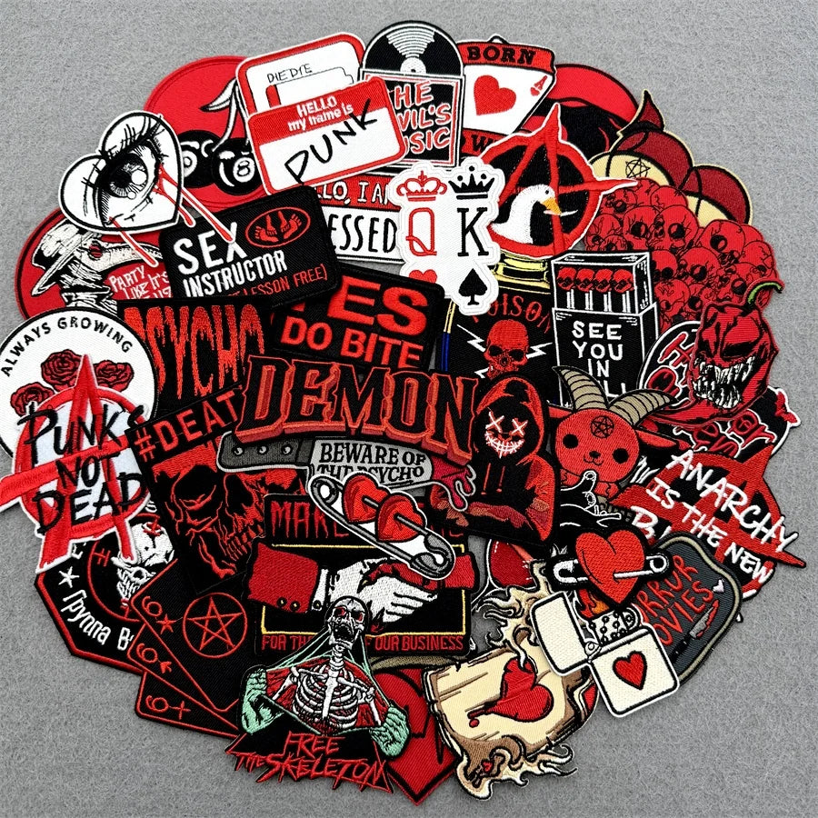 40pcs/lot PUNK Assorted  Iron on Patches Applique for Clothing DIY Embroidery Patches Decoration Stripes Stickers Jean Jacket Elk-Valley 3D