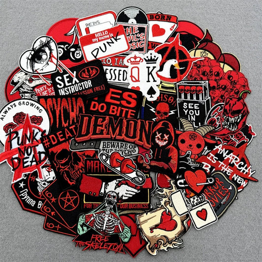 40pcs/lot PUNK Assorted  Iron on Patches Applique for Clothing DIY Embroidery Patches Decoration Stripes Stickers Jean Jacket Elk-Valley 3D