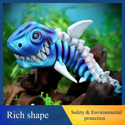 3D Printed Baby Shark, Skeleton Crocodile Skeleton Model Jointed Full Movable Birthday Gift Realistic Animals Decorative Desktop Elk-Valley 3D