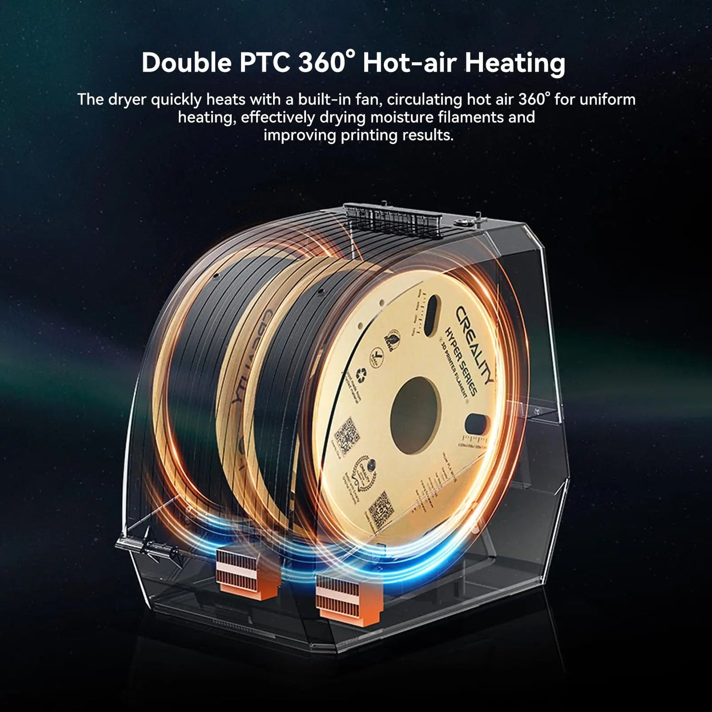 Creality Space Pi Filament Dryer Plus Drying Box Upgraded Two Rolls Drying Dehydrator for 2KG Filament 360° Hot-air heating Elk-Valley 3D