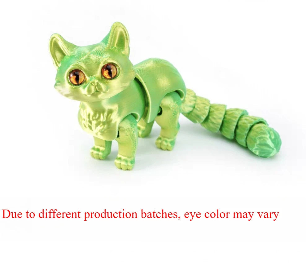 3D printed cat, adult articulated cat toy, 3D printed animal toy stress relief decoration, 3D printed cute cat desktop pet Elk-Valley 3D