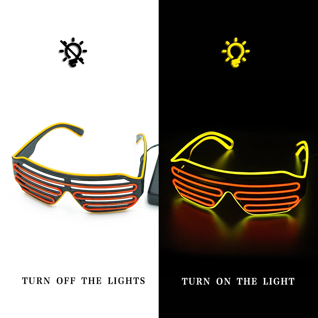 Glowing Glasses LED Gafas Luminous Bril Neon Christmas Glow Sunglasses Flashing Light Glass for Party Supplies Prop Costumes New Elk-Valley 3D