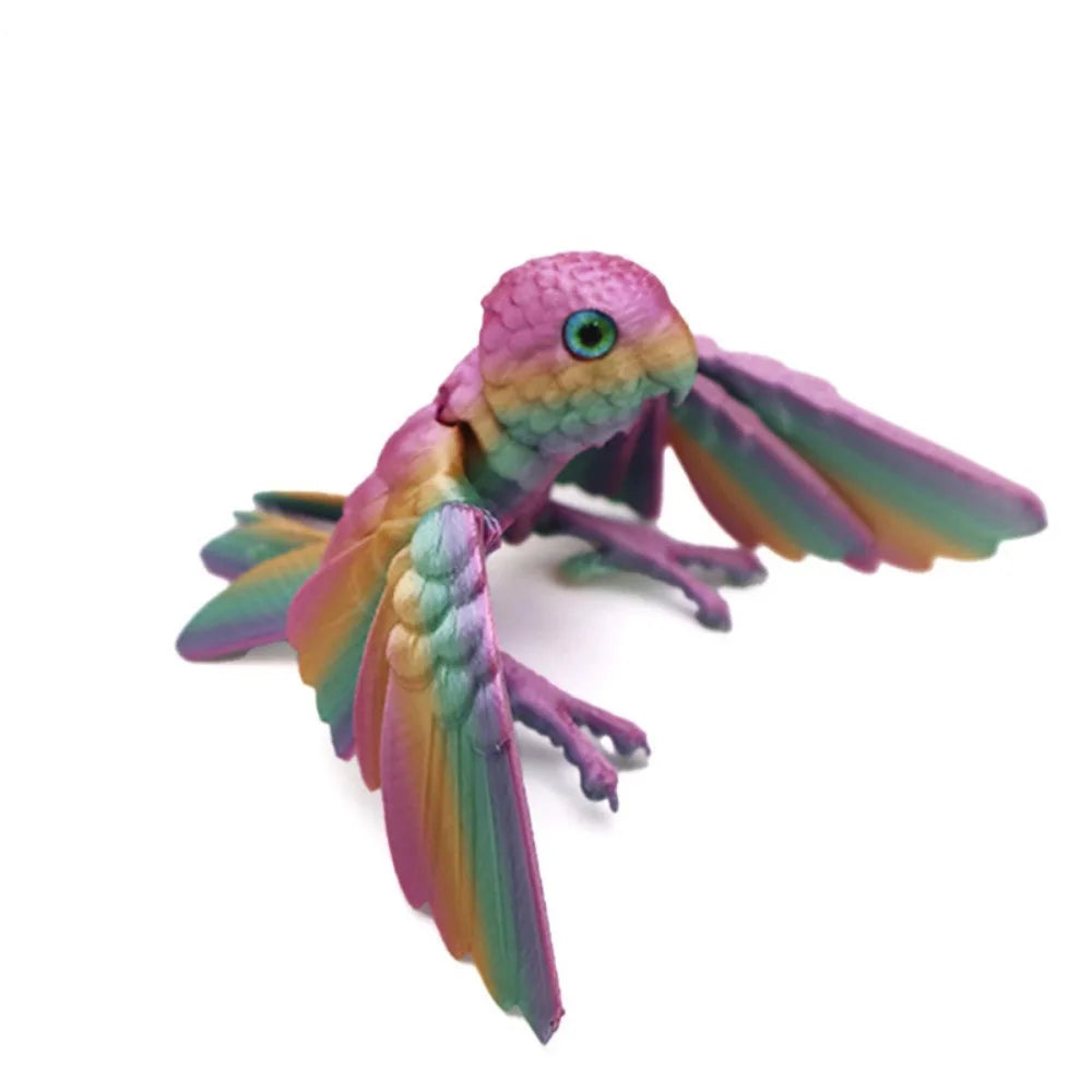 Simulated Eye 3D Printed Parrot Model Flexible Animal Sparkling 3D Printed Parrot Animal Poseable Joints Laser Elk-Valley 3D