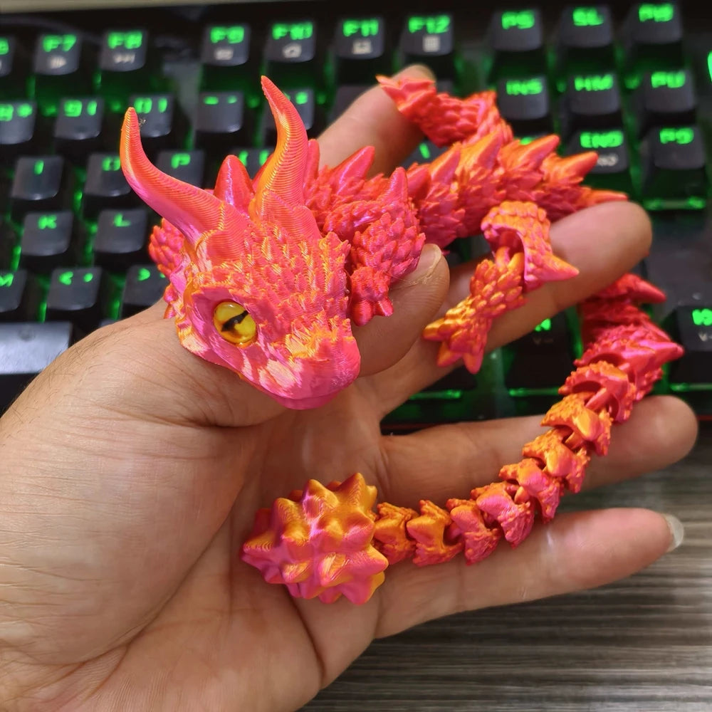 22-30CM 3D Printed Simulated Eyes Flying Dragon Baby Ornaments Joints Can Move Dragon Rockery Fish Tank Landscaping Decoration Elk-Valley 3D