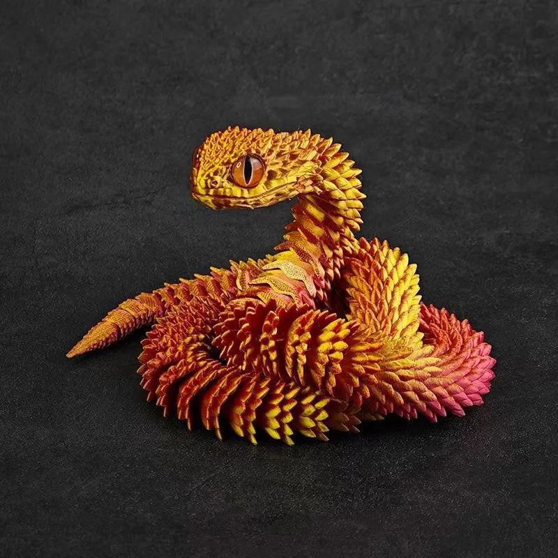 3D Printed Snake Multi-Joint Rotatable Stereoscopic Snake Office Desktop Ornament Home Decor Animal Model Figurine Car Decor Elk-Valley 3D