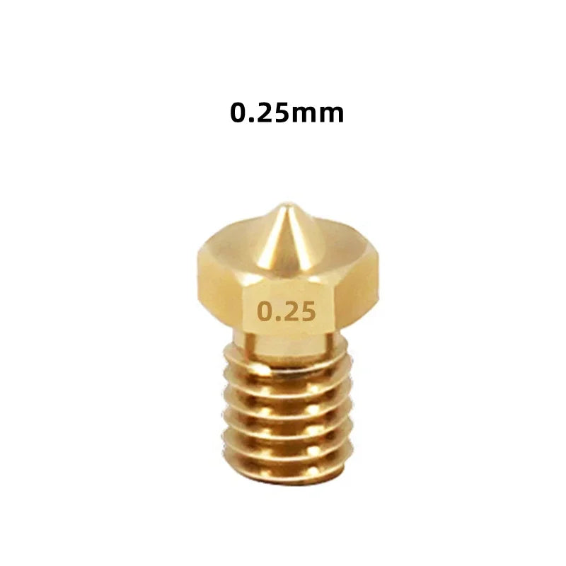 10PCS  3D Printer V6 M6 Threaded Brass Nozzle 0.2/0.25 0.3/0.4/0.5/0.6/1.0mm for 1.75/3.0mm Filament E3D V5 V6 Hotend Extruder Elk-Valley 3D