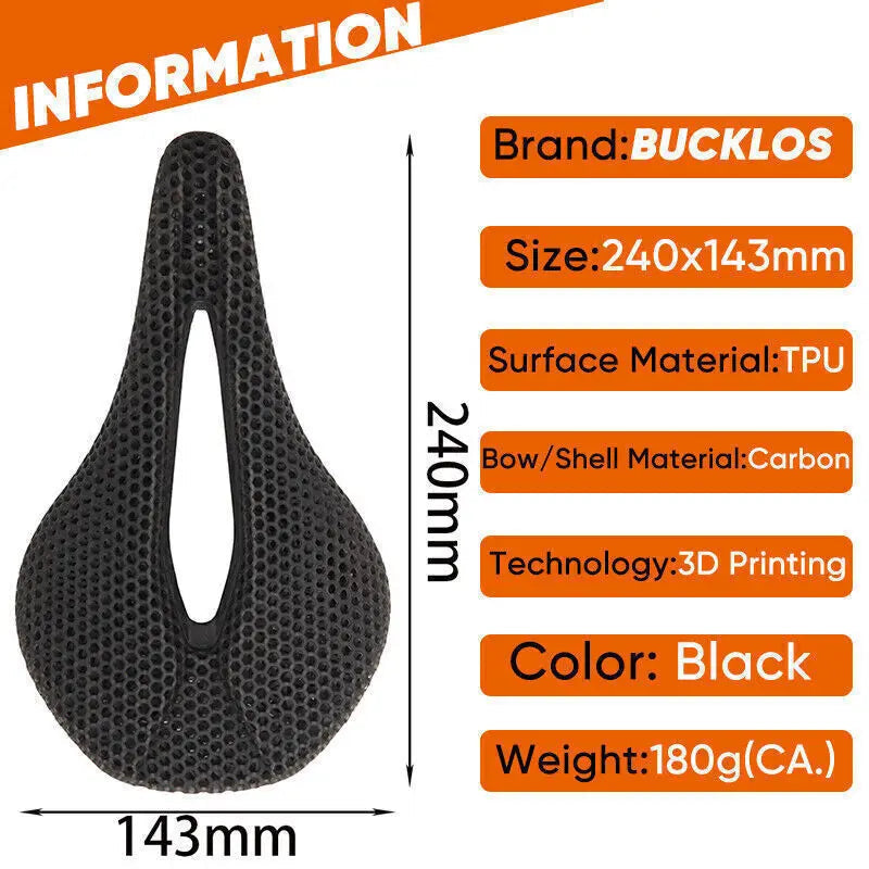 Bicycle 3D Printed Saddle Ultralight Carbon Fiber Road Mountain Bike Seat Cushion Hollow Comfortable 3D MTB Saddle Seat Elk-Valley 3D