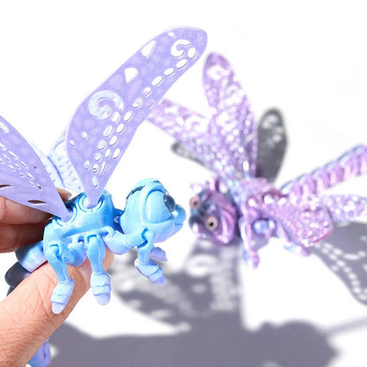 3D Printed Dragonfly Figurine Toy Desktop Small Ornaments Home Decor 3D Real Eyes Insect Models Children's Cognitive Toys Gifts