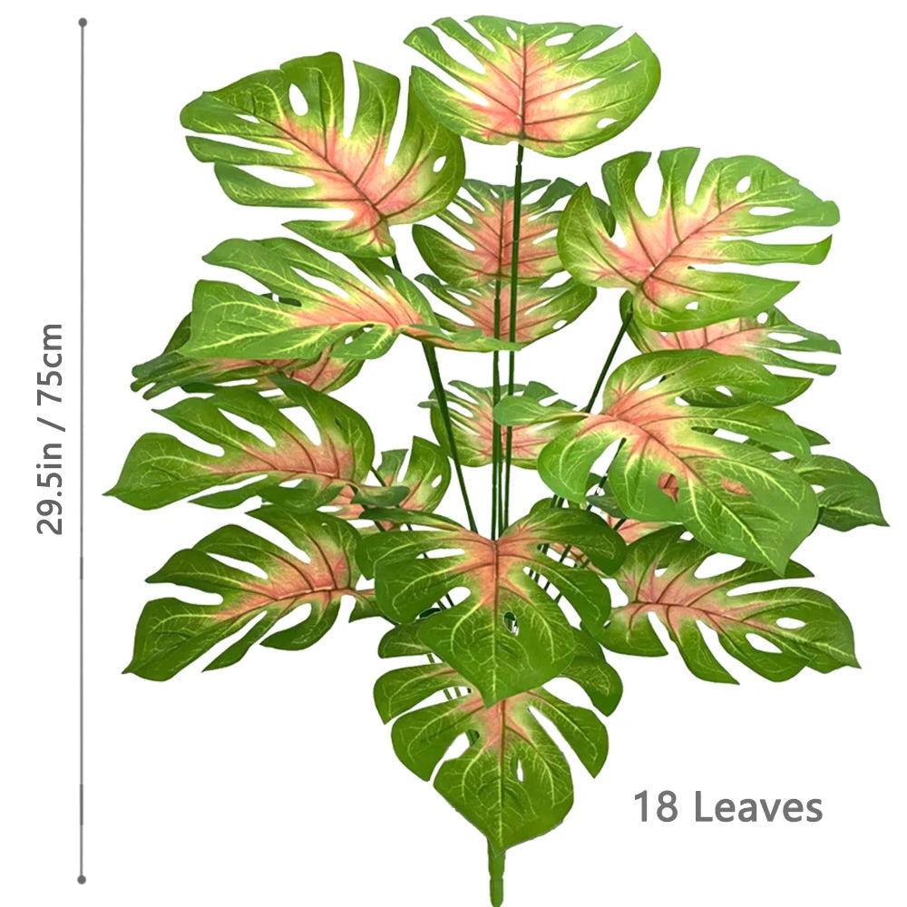 52-104cm(40.94in)  Artificial Monstera Plant Fake Palm Tree Plastic Turtle Leaf Green Plant for Home Garden Room Office Decor Elk-Valley 3D