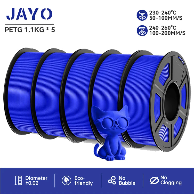 JAYO petg 3d printer filaments PETG 5Rolls 1.75mm Mixed Color Bubble Free FDM 3D Printer Material for 3d pen refill 1.1kg/1rolls Elk-Valley 3D