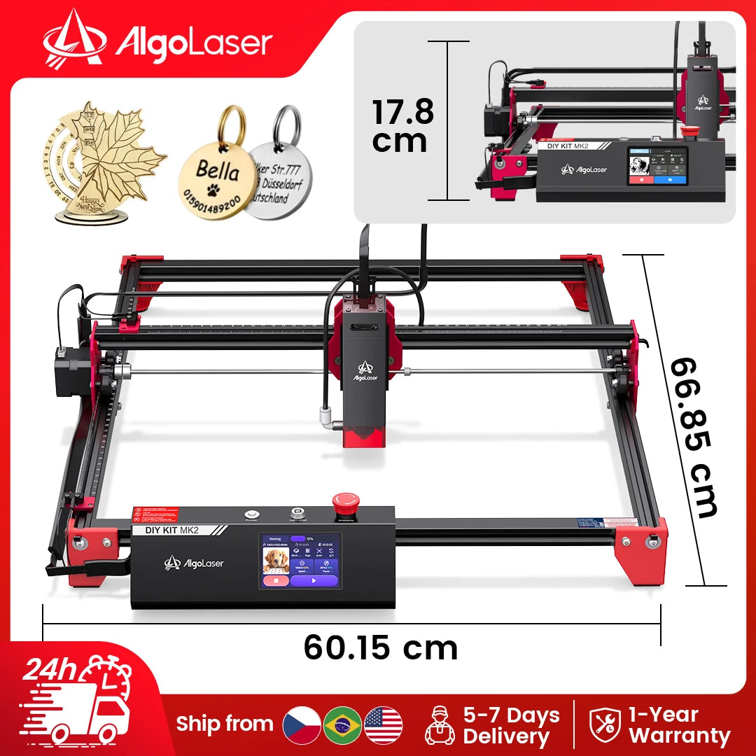 Algolaser 10W Laser Engraver Cutter 3.5”Color Touch Screen For Beginner Wifi Router  Table Woodworking Engraving Cutting Machin Elk-Valley 3D