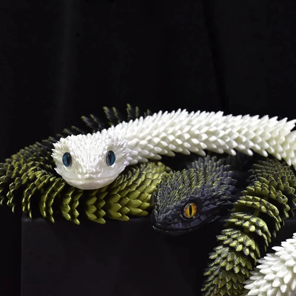 3D Printed Snake Multi-Joint Rotatable Stereoscopic Snake Office Desktop Ornament Home Decor Animal Model Figurine Car Decor Elk-Valley 3D