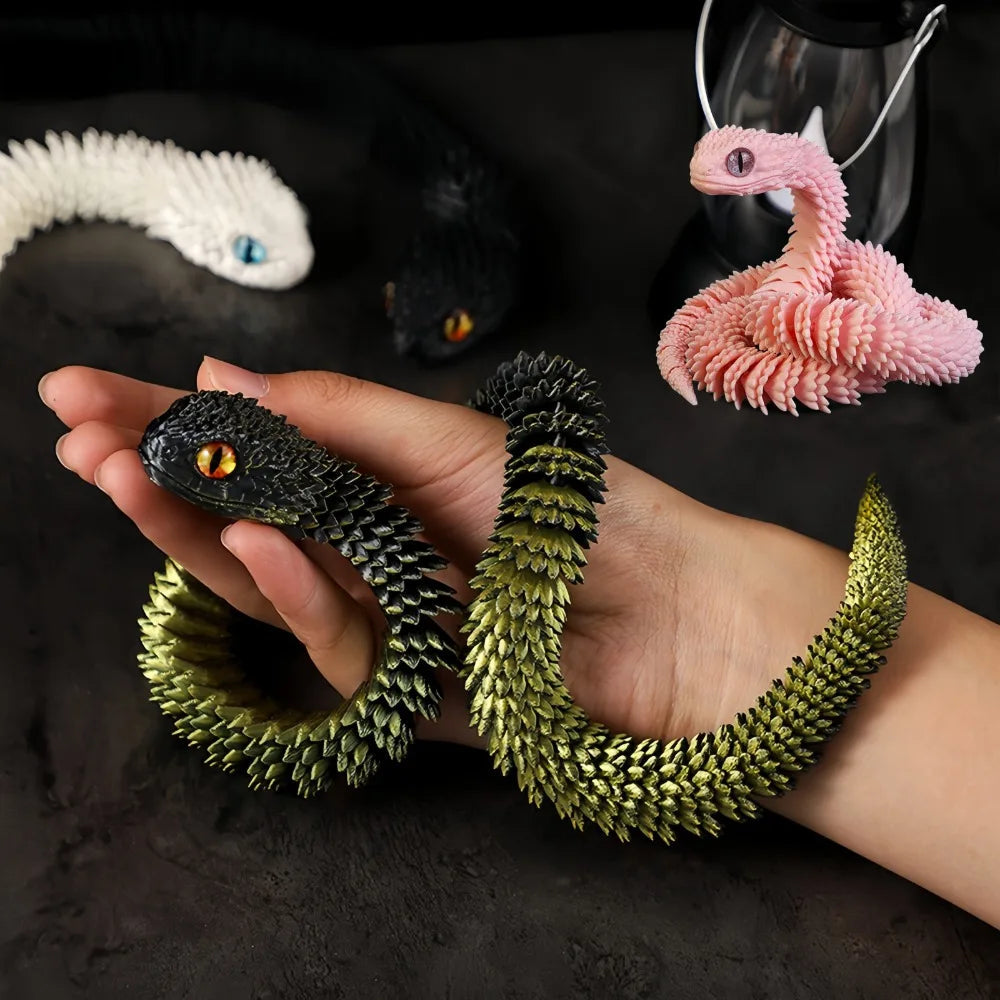 3D Printed Snake Multi-Joint Rotatable Stereoscopic Snake Office Desktop Ornament Home Decor Animal Model Figurine Car Decor Elk-Valley 3D