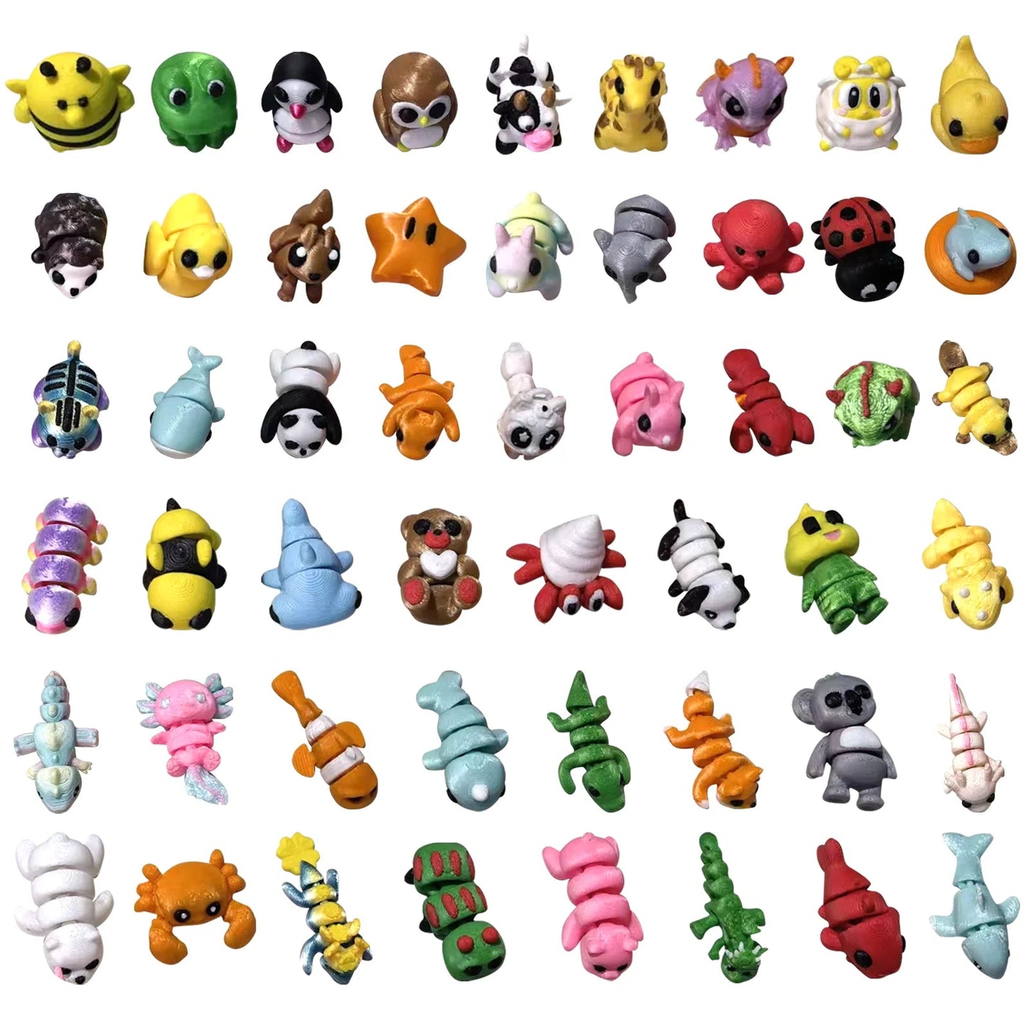 10/20/30/50Pcs Mini 3D Printed Animal Figurines Set, Articulated Flexible Fidget Toys Cute Desk Pets Decor for Fun Party Favors Elk-Valley 3D