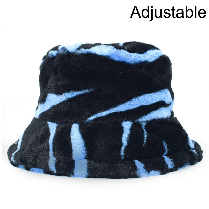 Winter Cow Leopard Faux Fur Fluffy Bucket Hats Women Outdoor Warm Sun Hat Soft Velvet Furry Fisherman Cap Girl Fashion Panama Elk-Valley 3D