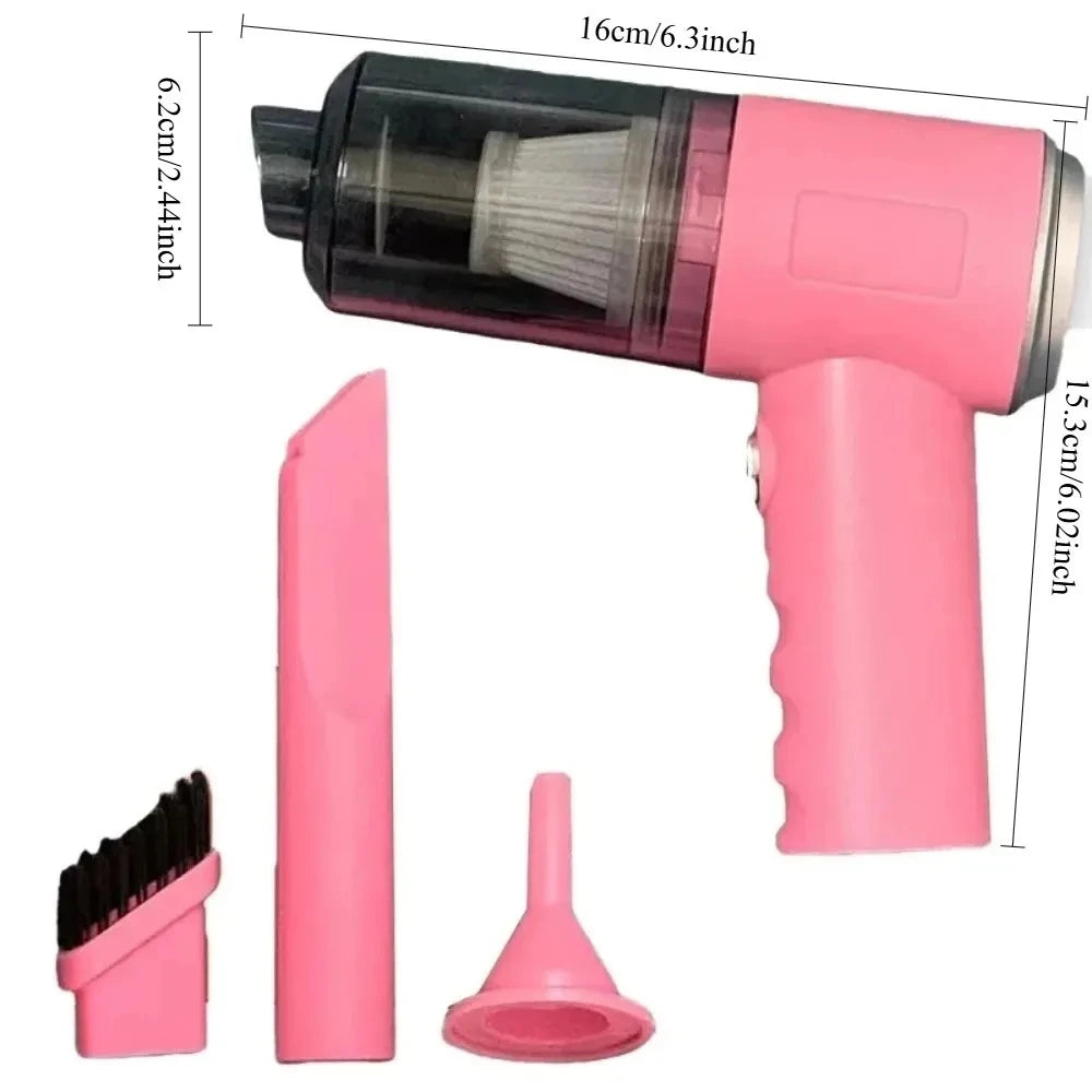 3 In1 Portable Handheld Car Vacuum Cleaner Mini Compressed Air Dust Collector Strong Blowing Suction Cordless Hairdryer For Auto Elk-Valley 3D