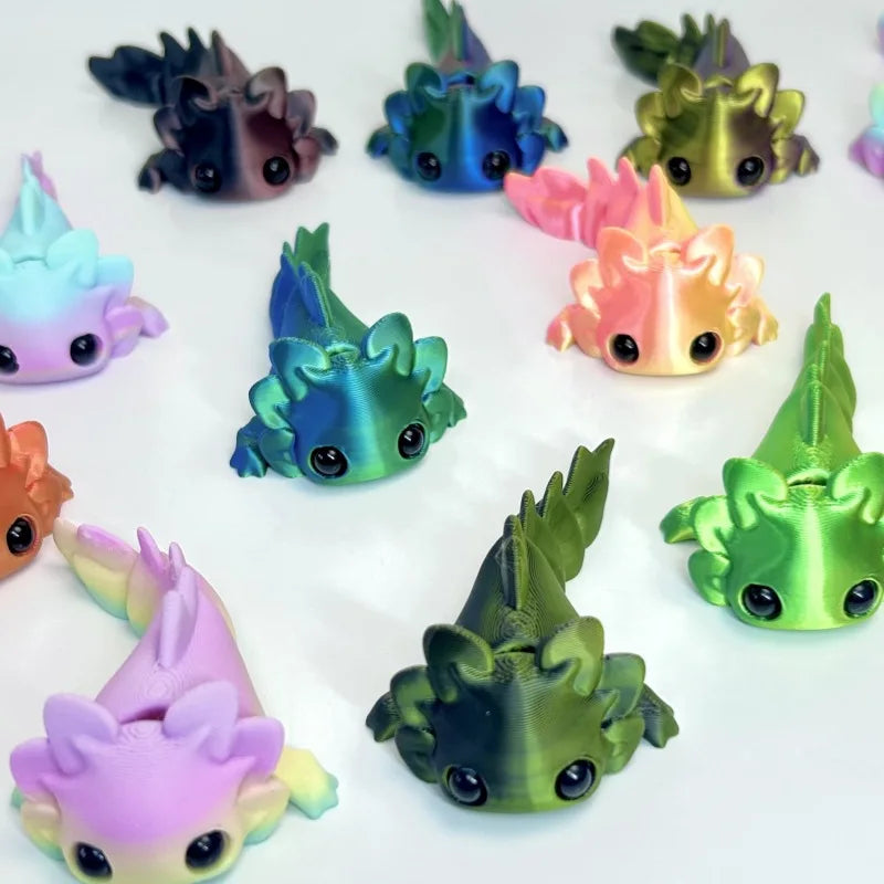 3D Printed Axolotl Fidget Toy, Movable Joint Salamander Figurine, Colorful Articulated Desk Decor Elk-Valley 3D