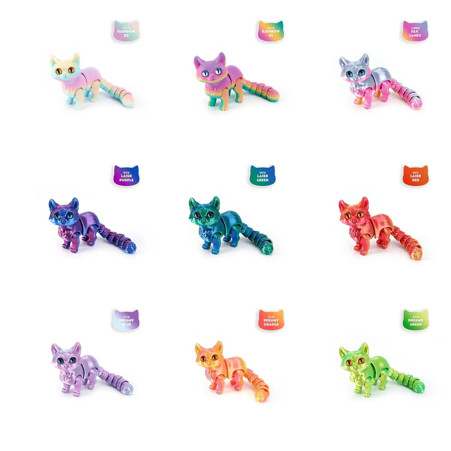 3D printed cat, adult articulated cat toy, 3D printed animal toy stress relief decoration, 3D printed cute cat desktop pet Elk-Valley 3D