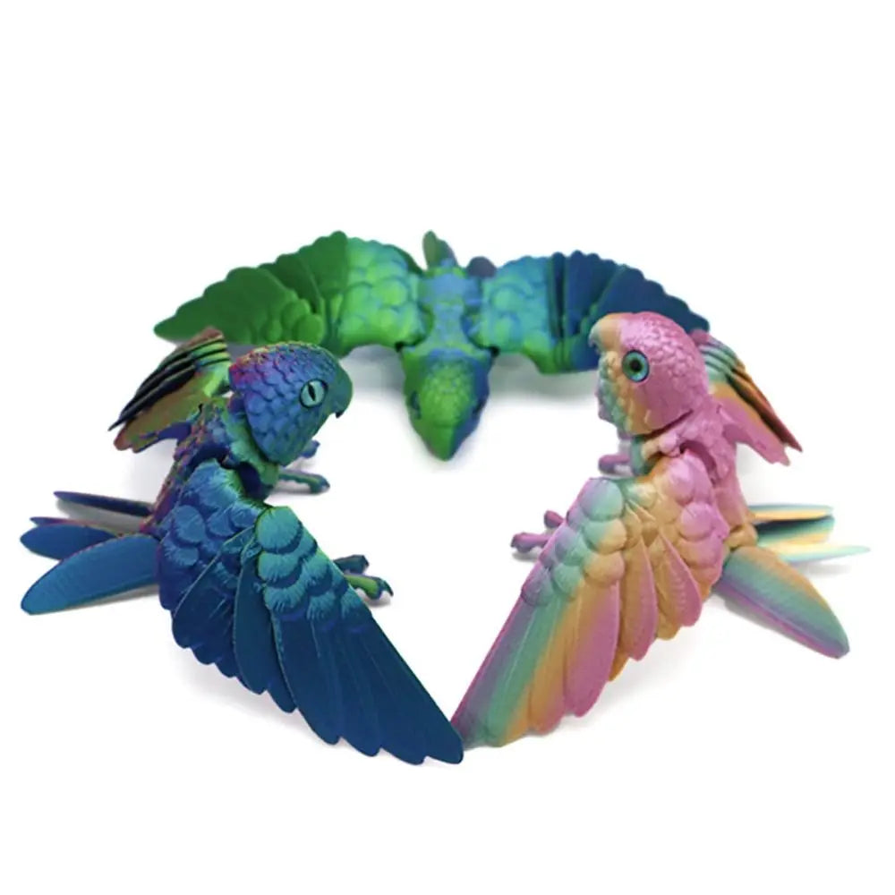 Simulated Eye 3D Printed Parrot Model Sparkling Laser 3D Printed Parrot Animal Flexible Animal Rotatable