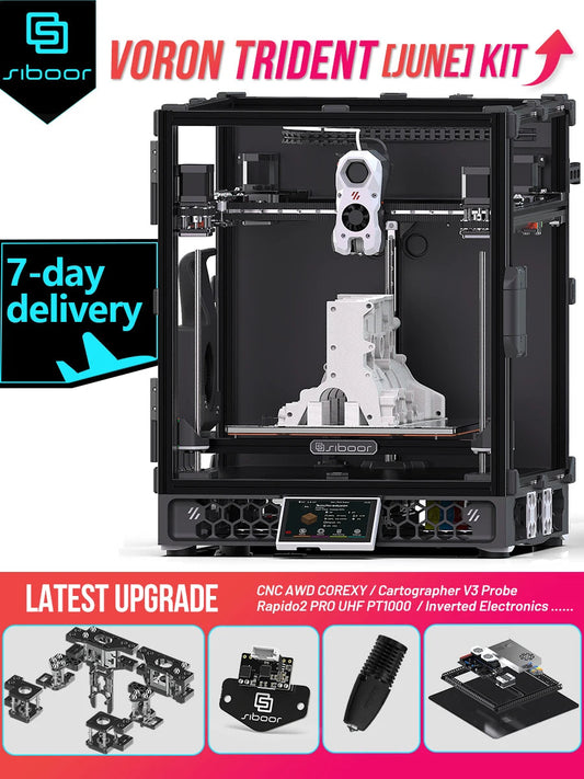 Upgraded SIBOOR Voron Trident [JUNE] CNC Metal Structure 4AWD CoreXY 3D Printer DIY Desktop Automatic Leveling High Speed Kit Elk-Valley 3D
