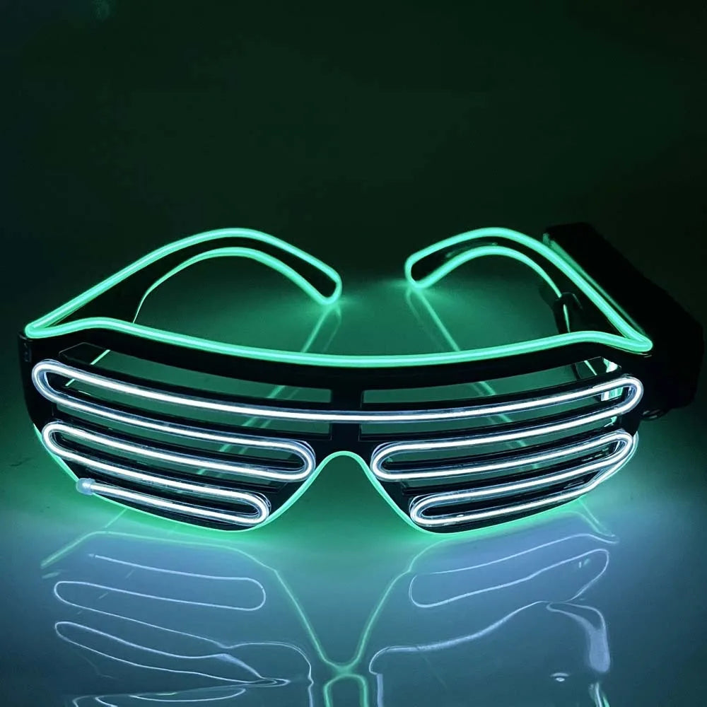 Wireless LED Glowing Glasses Cool Colorful Neon Glasses Double Colors Glow-in-the-dark Luminous Glasses Halloween Costumes Elk-Valley 3D