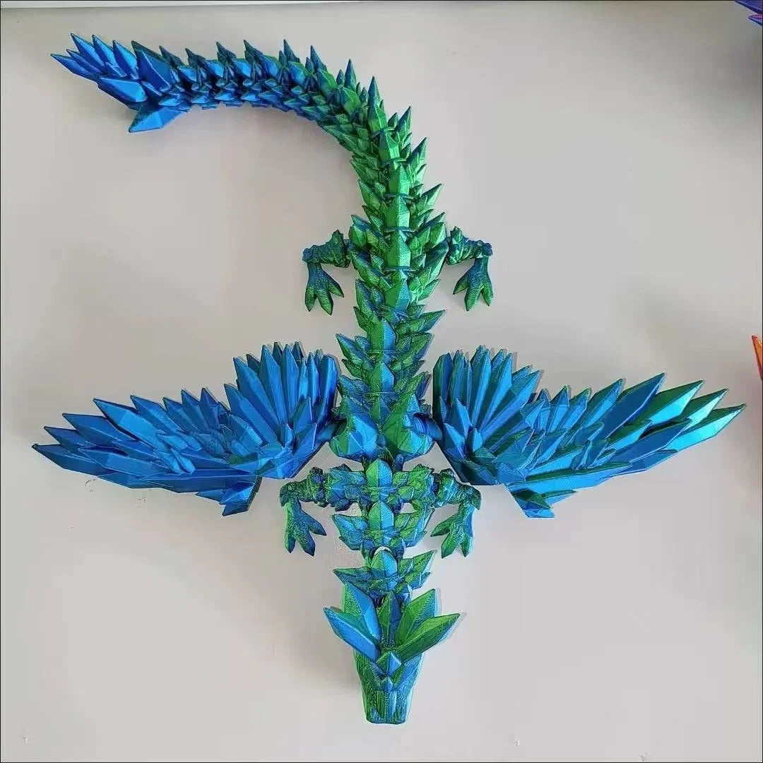 3D Printed Colorful Gem Dragon Figurines Movable Joint Rotatable Articulated Crafts Western Style Miniature Desk Ornament Dragon Elk-Valley 3D