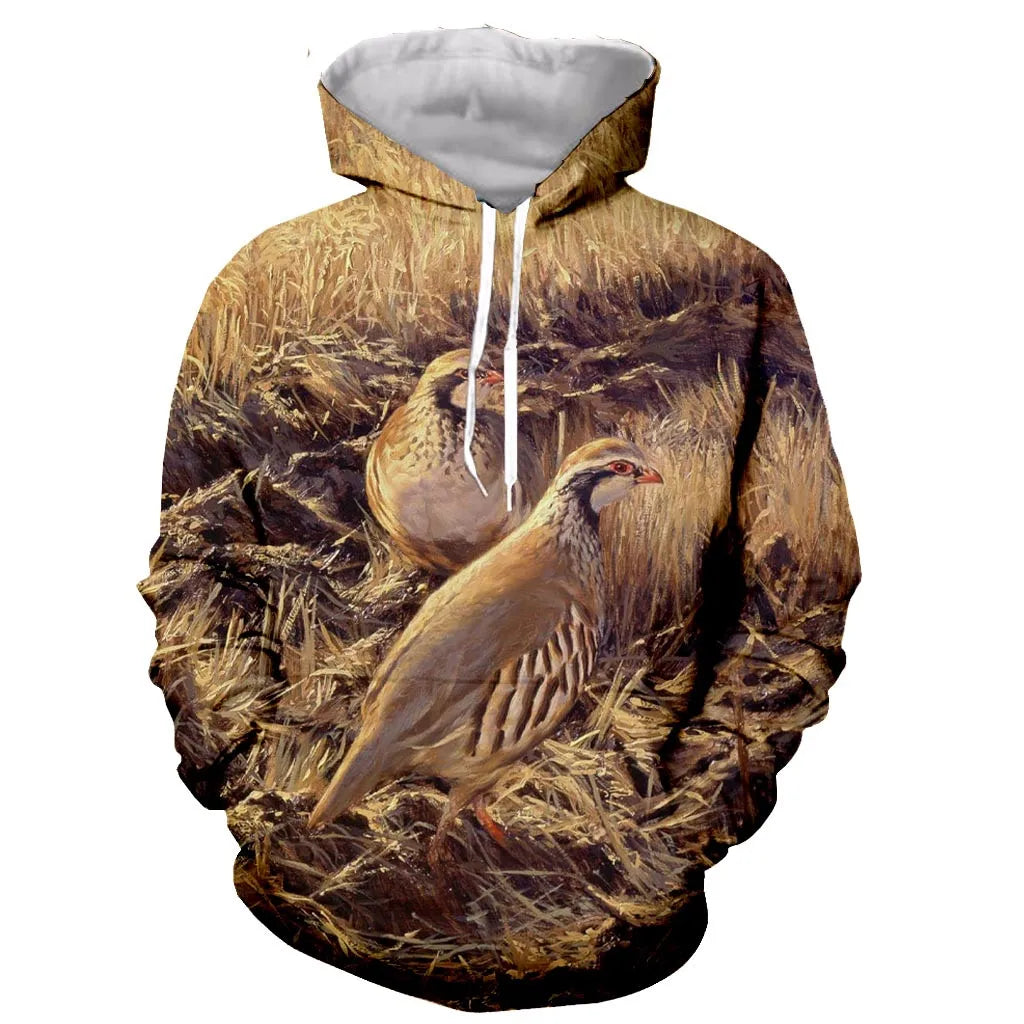 2022 Spring and Autumn 3D Printing Men's Women's Hoodie Hunting Suit Partridge Long Sleeve Fashion XL Pullover Camouflage Elk-Valley 3D
