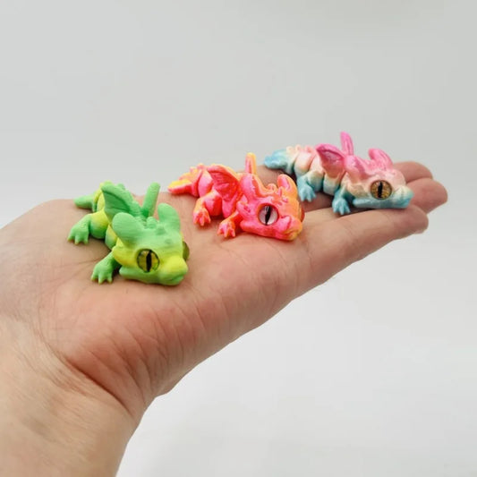3D Printed Baby Dragon with Joint Movable and Simulation Eyes for Pendant Ornament & Christmas Gifts or Halloween Decorations