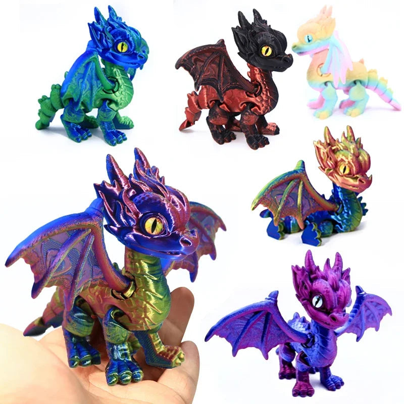 3d Printed Dragon,Fidget Dragons Toy Figurines, Animal Joint Activity Models Desktop Ornaments Simulation Model Figurines Gifts Elk-Valley 3D