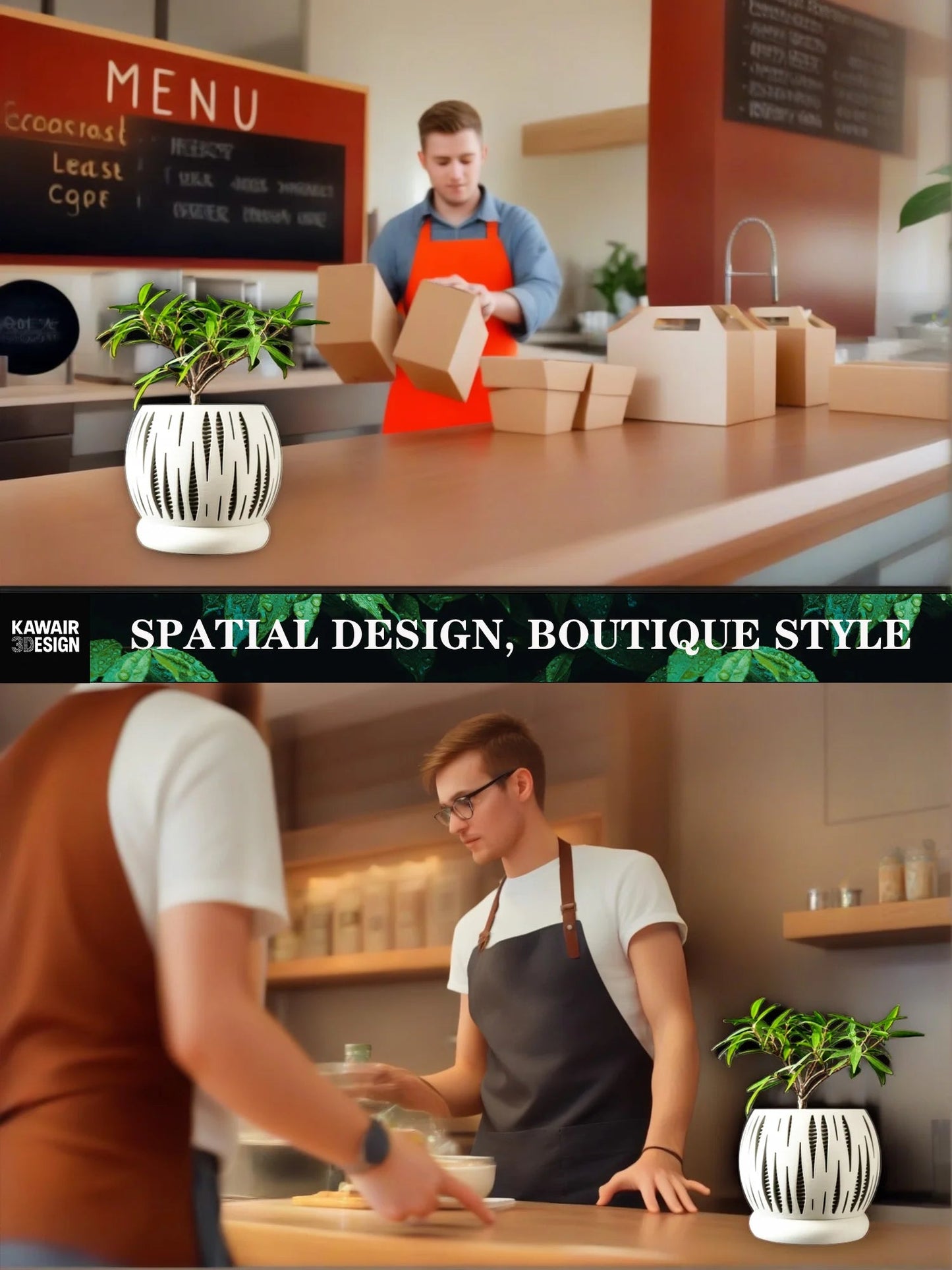 3D Printed Plant Pot Biodegradable Flower Planter for Home  Pots for Plants DecorRound flowerpot Eco-Friendly Sustainable Gift Elk-Valley 3D