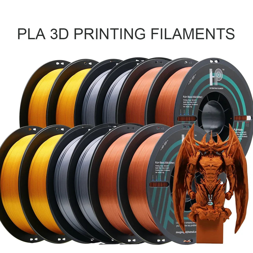 HP3DF 12 Rolls (12kgs) Silk/Glitter 3D Printer Filament, 1.75mm, Smooth Silky Shiny Surface 3D Filament, Fit For FDM Printers
