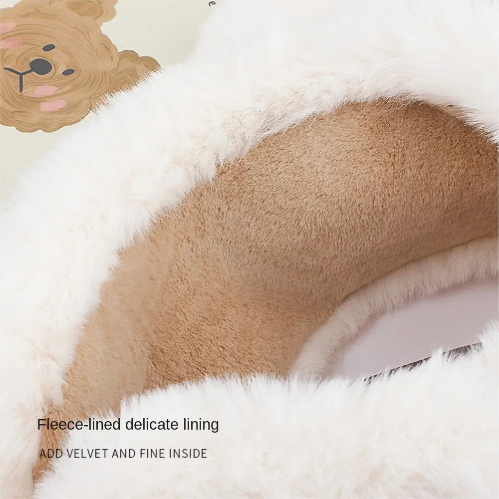 Winter Ear muffs Faux Fur Warm Earmuffs Cute Foldable Outdoor Ear Warmers For Women Girls Elk-Valley 3D