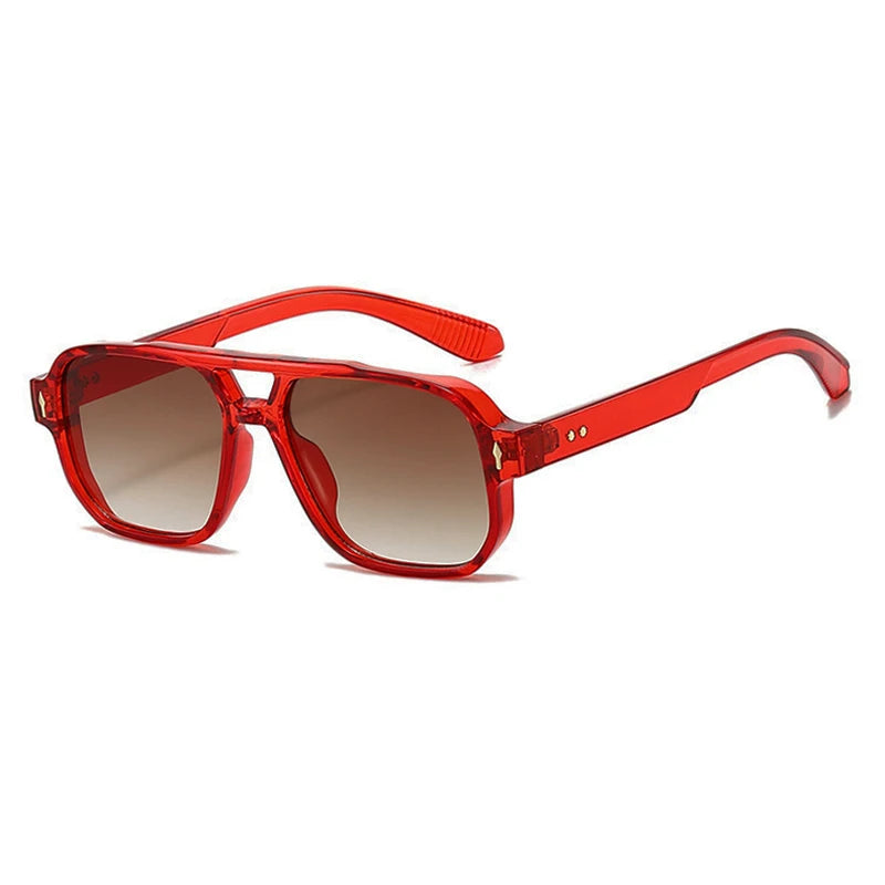 1pcs/4pcs Brand Fashion Square Women Men Sunglasses Retro Rivets Women Brand Designer Shades UV400 Sun Glasses Shades Elk-Valley 3D