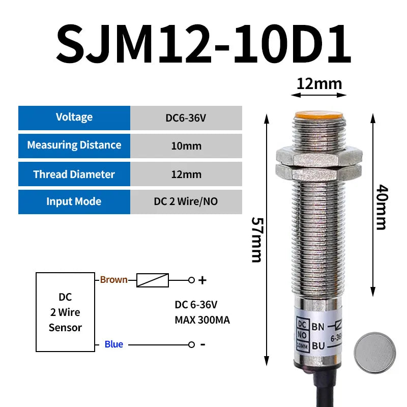 NJK-5002C 5002A 5002B 5002D Hall Sensor Proximity Switch M12 NPN DC 3-Wires NO 200mA DC 2 wire PNP NO NC SJM12-10D1 5001A 5001B Elk-Valley 3D