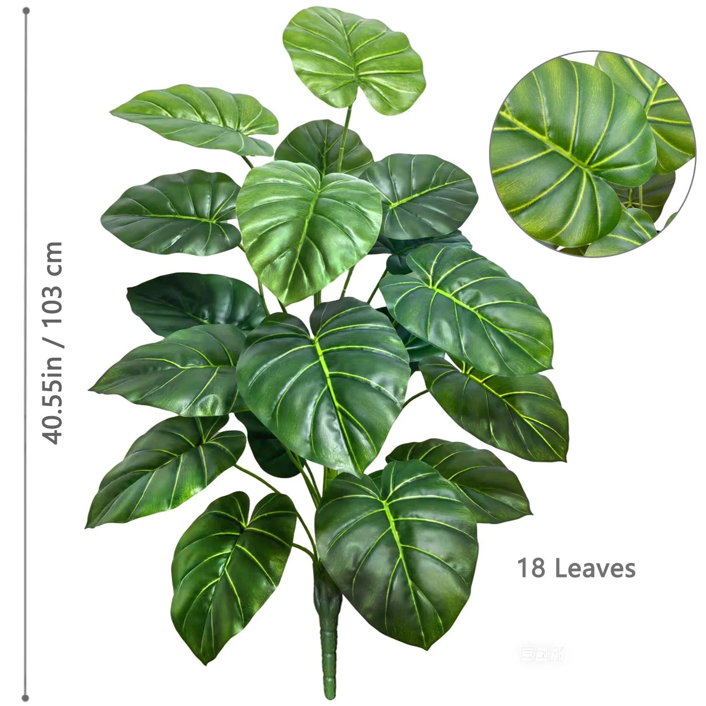 52-104cm(40.94in)  Artificial Monstera Plant Fake Palm Tree Plastic Turtle Leaf Green Plant for Home Garden Room Office Decor Elk-Valley 3D