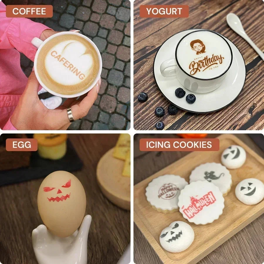 Evebot Food-grade Portable PrintPen Handheld Inkjet Printer Specifically for Food Surfaces Perfect for Coffee Macaron Cakes Elk-Valley 3D
