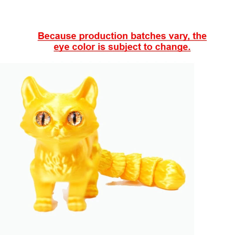 3D printed cat, adult articulated cat toy, 3D printed animal toy stress relief decoration, 3D printed cute cat desktop pet Elk-Valley 3D