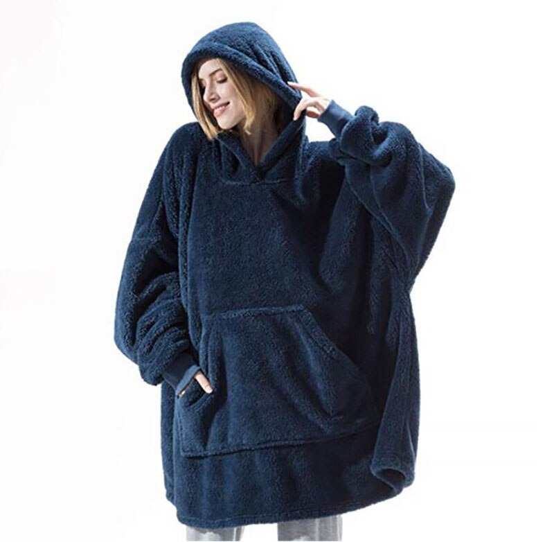 Blanket with Sleeves Women Oversized Winter Hoodie Fleece Warm Hoodies Sweatshirts Giant TV Blanket Women Hoody Robe Couple Men Elk-Valley 3D