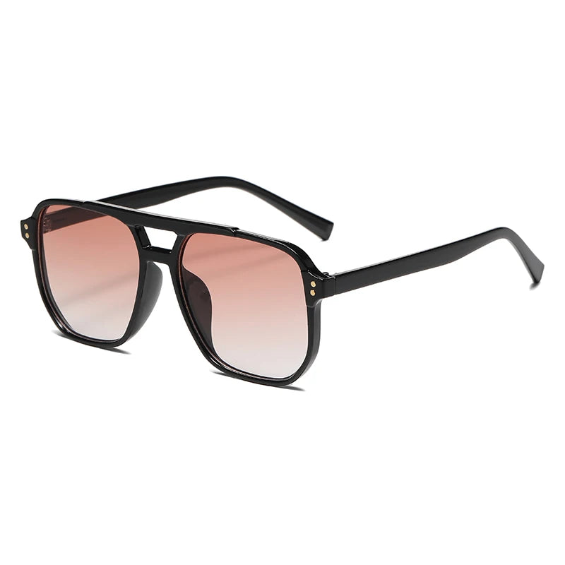 Classic Retro Oversized Pilot Sunglasses Women Vintage Double Bridge Big Oval Sun Shades Glasses Unisex Yellow Lens Eyewear Elk-Valley 3D