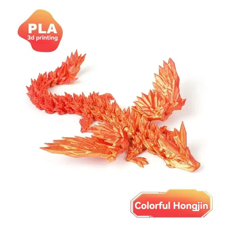 3D Printed Colorful Gem Dragon Figurines Movable Joint Rotatable Articulated Crafts Western Style Miniature Desk Ornament Dragon Elk-Valley 3D