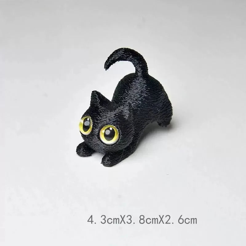 3D Printed Cat Ornament with Large Eyes Miniature Statue Miniature Adorable Kitten Micro-Scenery Craft Desktop Decoration