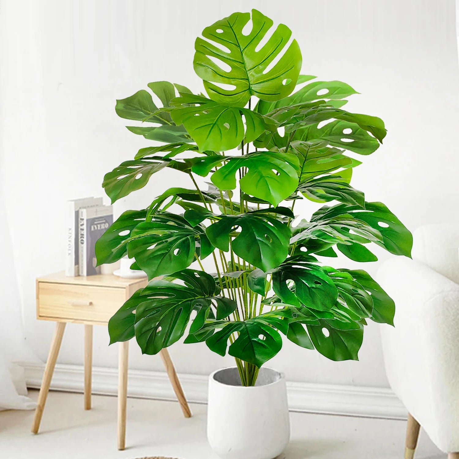 52-104cm(40.94in)  Artificial Monstera Plant Fake Palm Tree Plastic Turtle Leaf Green Plant for Home Garden Room Office Decor Elk-Valley 3D